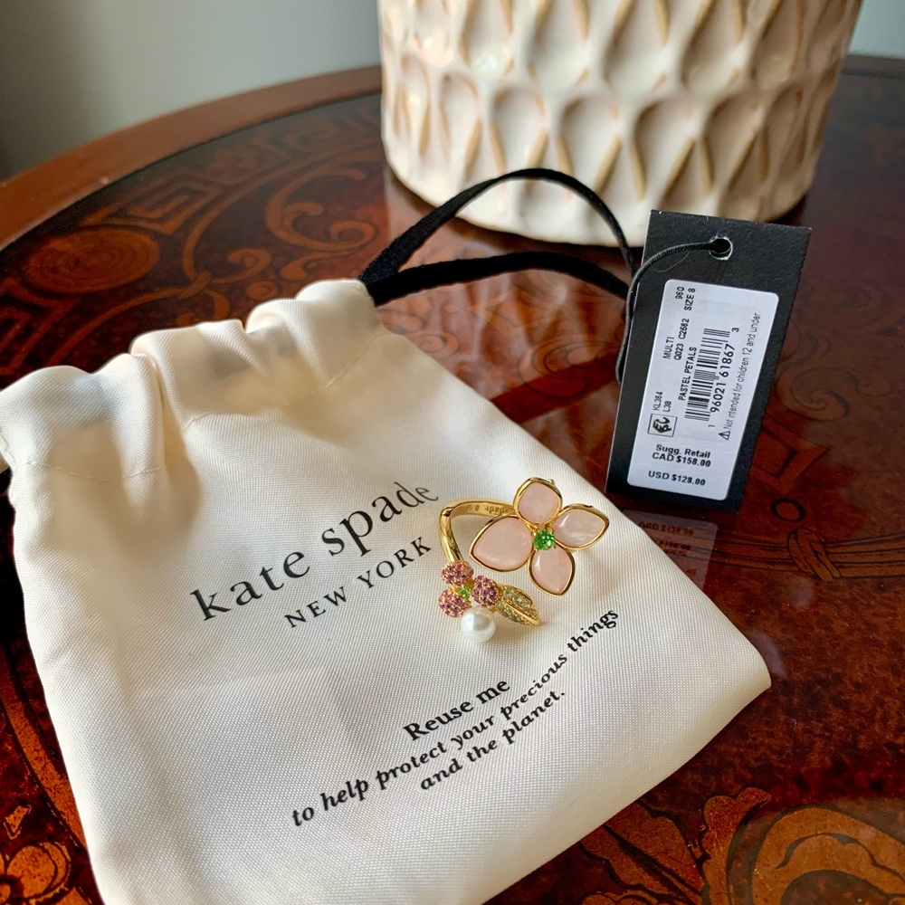 Kate Spade Gold and Pink Flower Ring